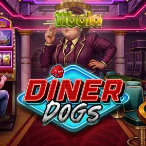 Tampilan visual slot Diner Dogs dengan nuansa kedai kopi malam hari