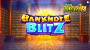 Tampilan visual slot Banknote Blitz dengan tema brankas mewah dan Win Frame yang aktif.